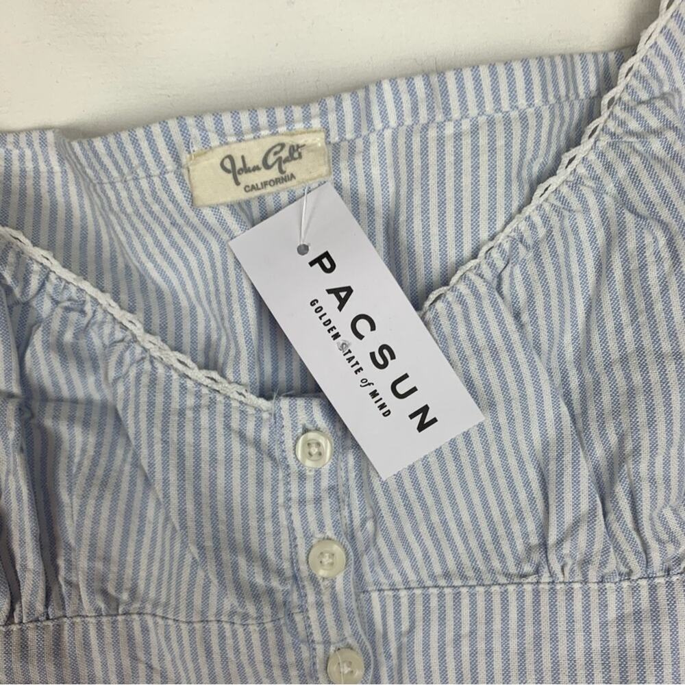 John Galt women's one size small stripe dress blue white seersucker brandy mini - Picture 4 of 13